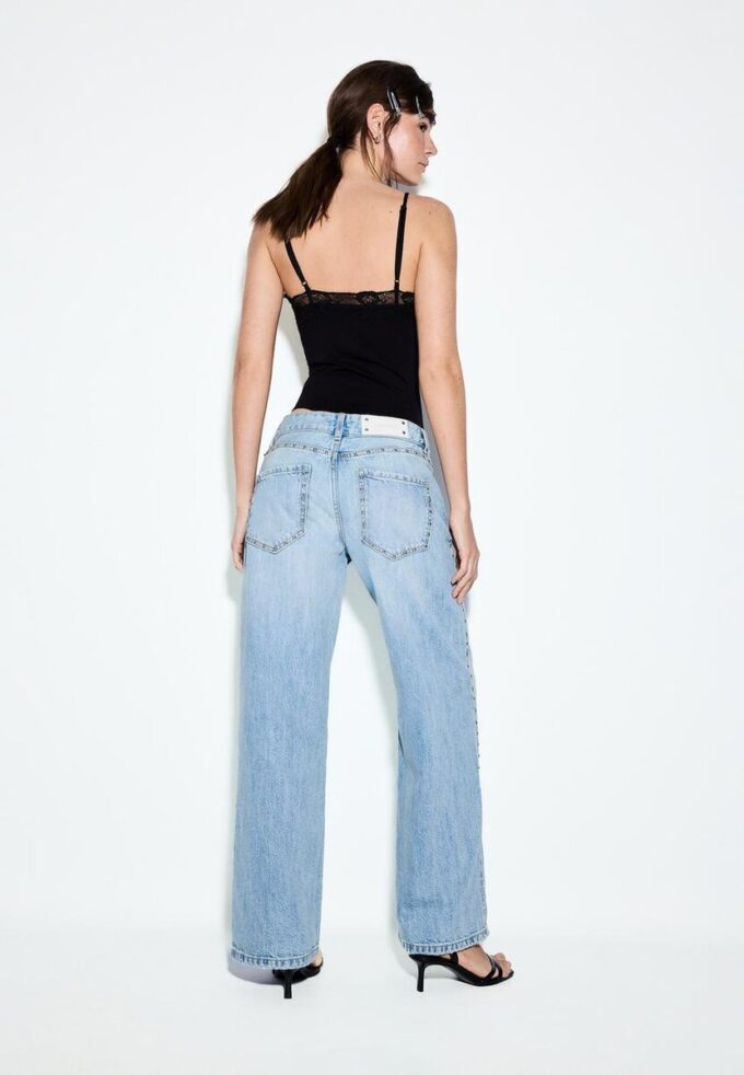 Wide-Leg Loose Studded Jeans Wide-Leg Loose Studded Jeans