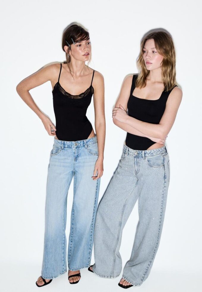 Wide-Leg Loose Studded Jeans Wide-Leg Loose Studded Jeans