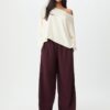 Wide-Leg Plush Trousers with Trim Detail Wide-Leg Plush Trousers with Trim Detail