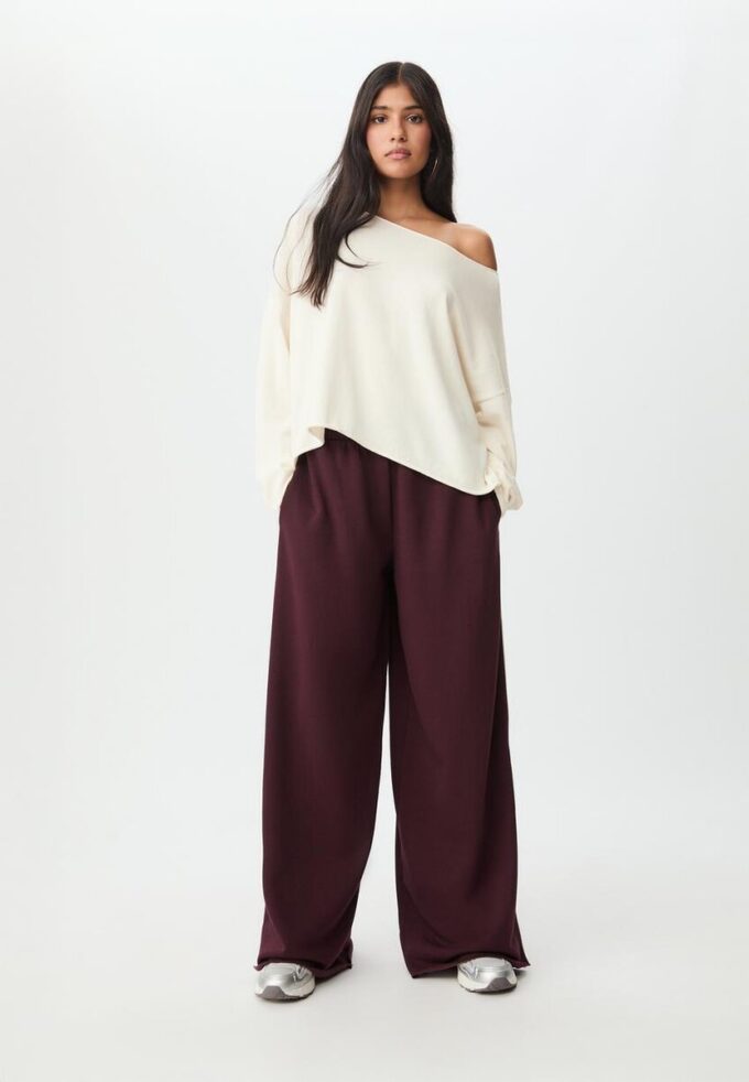Wide-Leg Plush Trousers with Trim Detail Wide-Leg Plush Trousers with Trim Detail