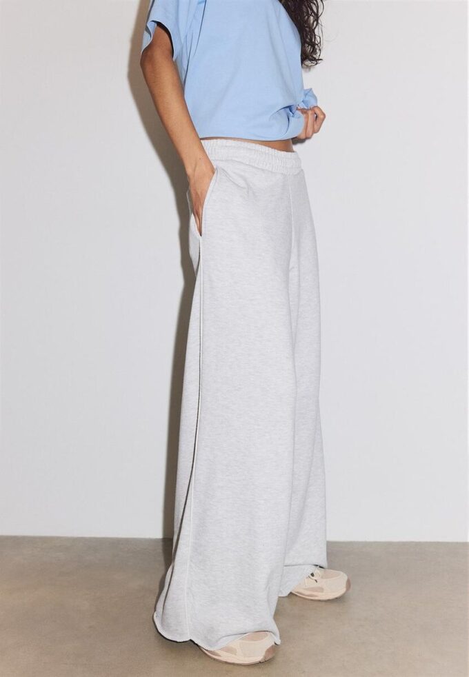 Wide-Leg Plush Trousers with Trim Detail Wide-Leg Plush Trousers with Trim Detail