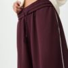 Wide-Leg Plush Trousers with Trim Detail Wide-Leg Plush Trousers with Trim Detail