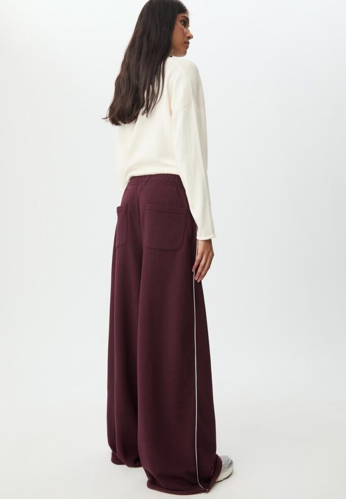 Wide-Leg Plush Trousers with Trim Detail Wide-Leg Plush Trousers with Trim Detail