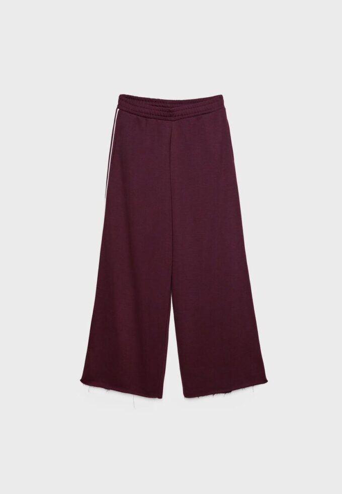 Wide-Leg Plush Trousers with Trim Detail Wide-Leg Plush Trousers with Trim Detail