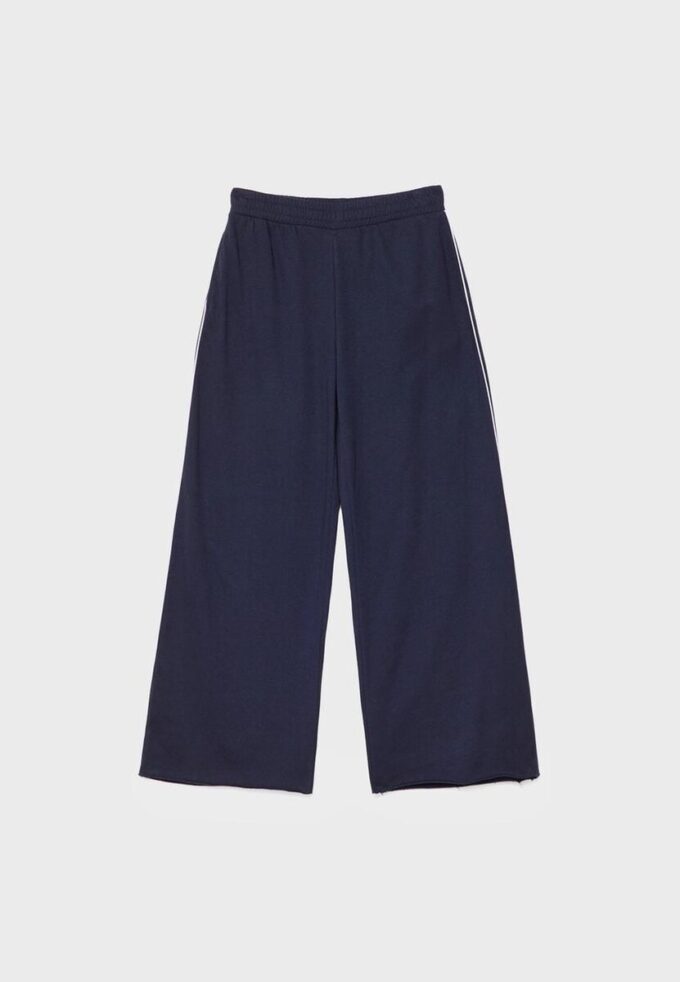 Wide-Leg Plush Trousers with Trim Detail Wide-Leg Plush Trousers with Trim Detail