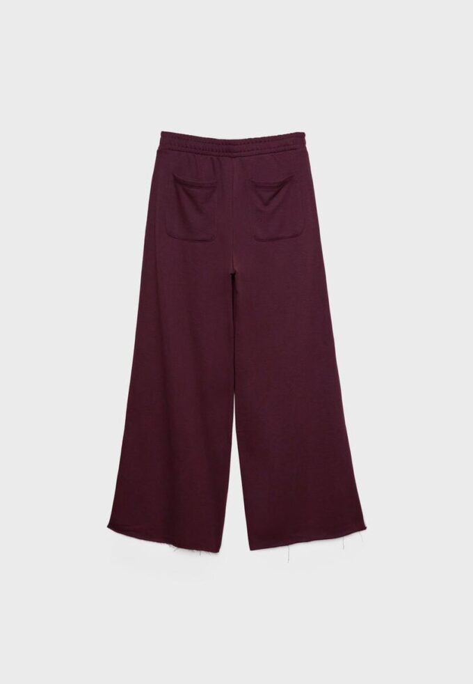 Wide-Leg Plush Trousers with Trim Detail Wide-Leg Plush Trousers with Trim Detail