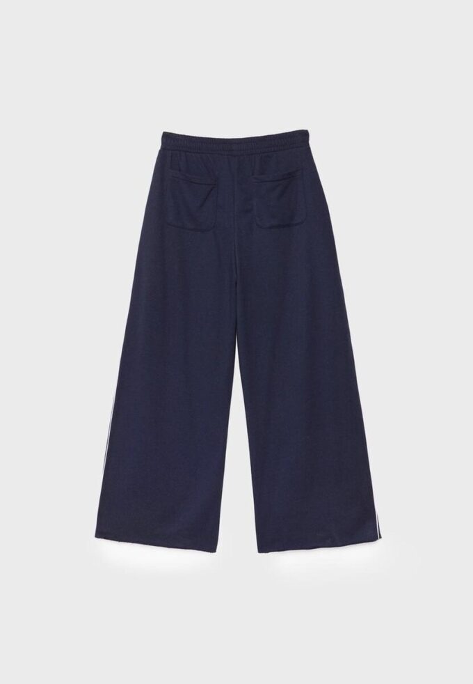 Wide-Leg Plush Trousers with Trim Detail Wide-Leg Plush Trousers with Trim Detail