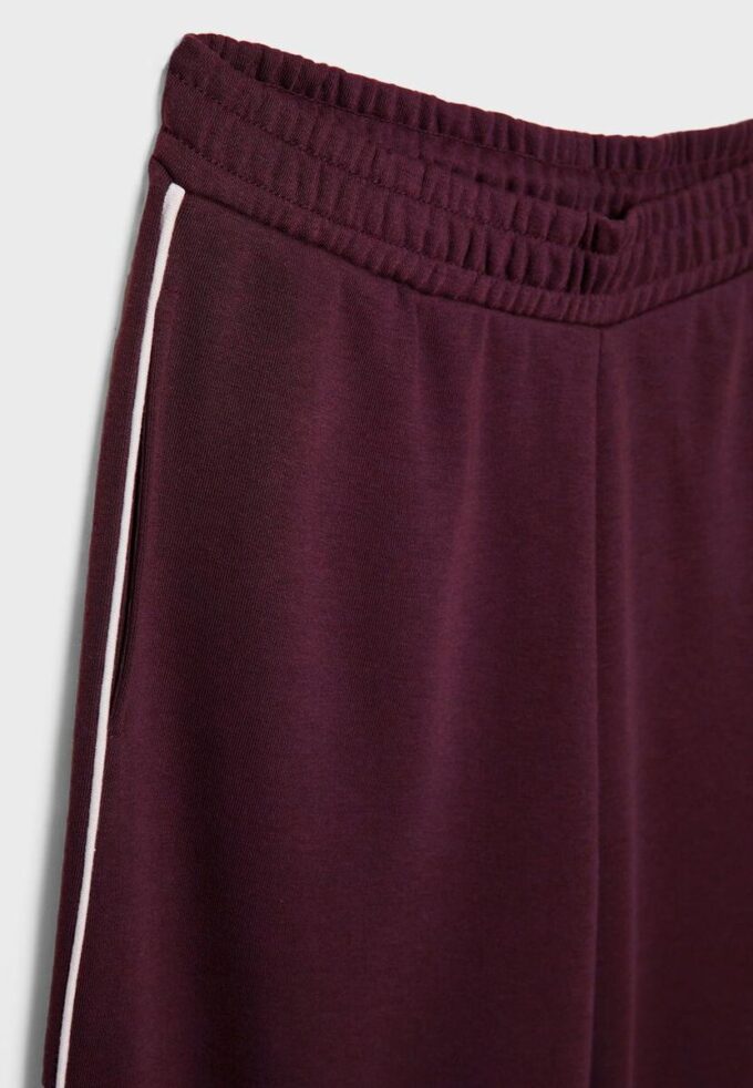Wide-Leg Plush Trousers with Trim Detail Wide-Leg Plush Trousers with Trim Detail