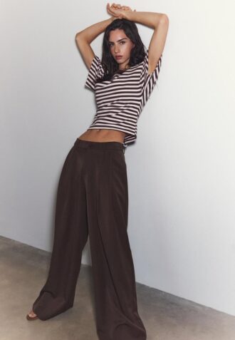 Wide-Leg Tailored Trousers with Darts