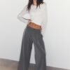 Wide-Leg Tailored Trousers with Darts Wide-Leg Tailored Trousers with Darts