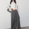 Wide-Leg Tailored Trousers with Darts Wide-Leg Tailored Trousers with Darts