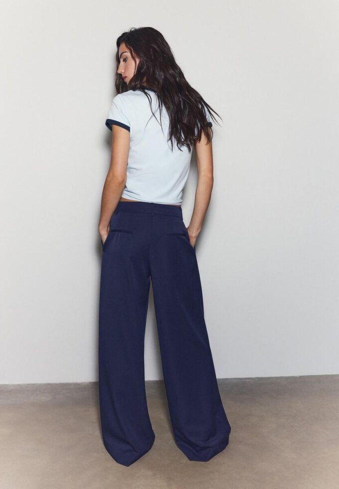 Wide-Leg Tailored Trousers with Darts Wide-Leg Tailored Trousers with Darts