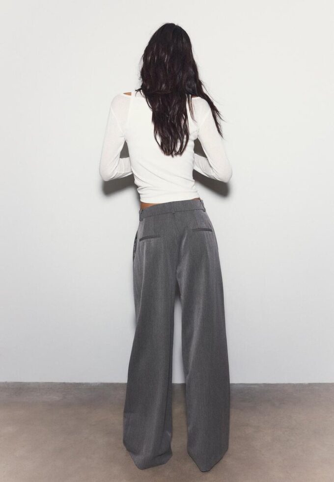 Wide-Leg Tailored Trousers with Darts Wide-Leg Tailored Trousers with Darts