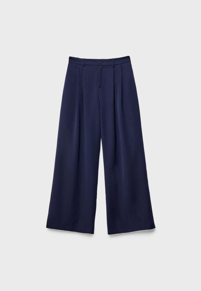 Wide-Leg Tailored Trousers with Darts Wide-Leg Tailored Trousers with Darts