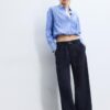 Wide-Leg Trousers with Buckle Detail Wide-Leg Trousers with Buckle Detail