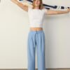 Wide-Leg Trousers with Buckle Detail Wide-Leg Trousers with Buckle Detail