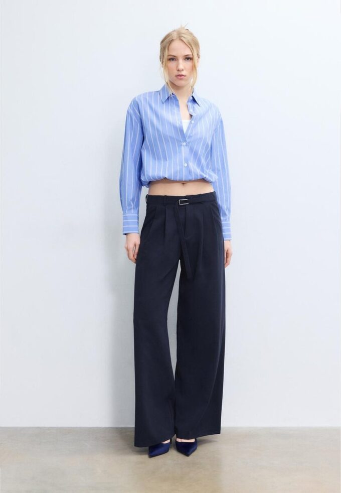 Wide-Leg Trousers with Buckle Detail Wide-Leg Trousers with Buckle Detail