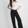 Wide-Leg Trousers with Buckle Detail Wide-Leg Trousers with Buckle Detail