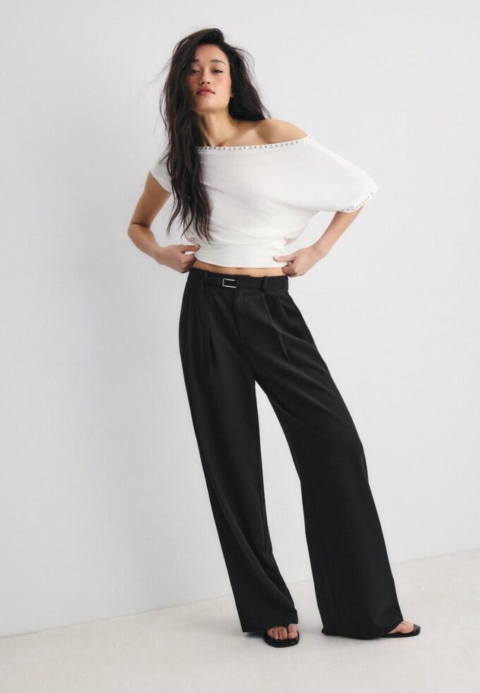 Wide-Leg Trousers with Buckle Detail Wide-Leg Trousers with Buckle Detail