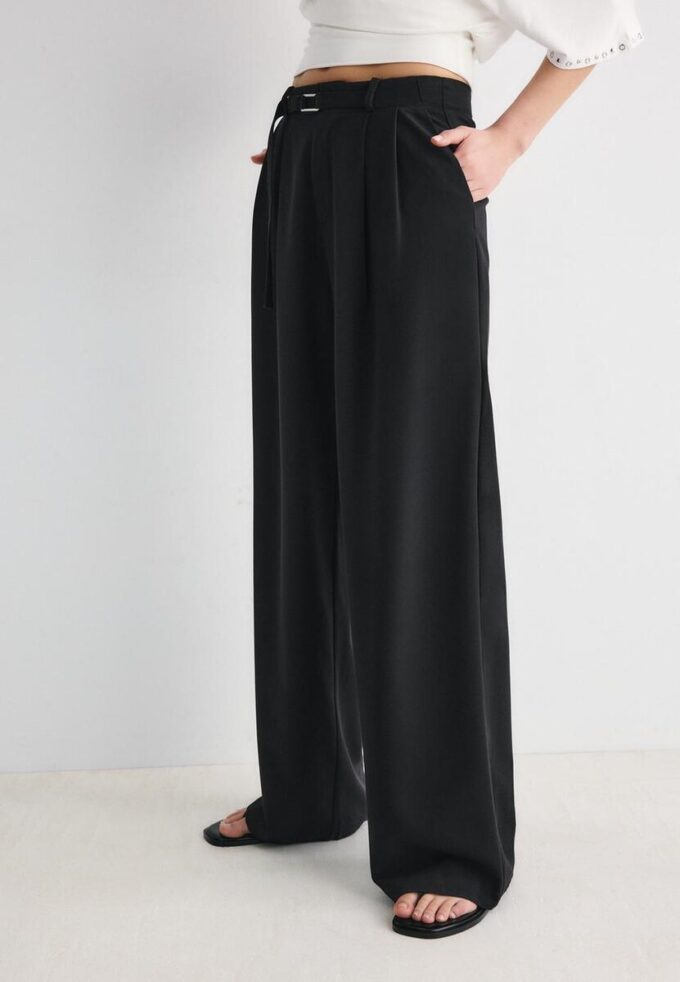 Wide-Leg Trousers with Buckle Detail Wide-Leg Trousers with Buckle Detail