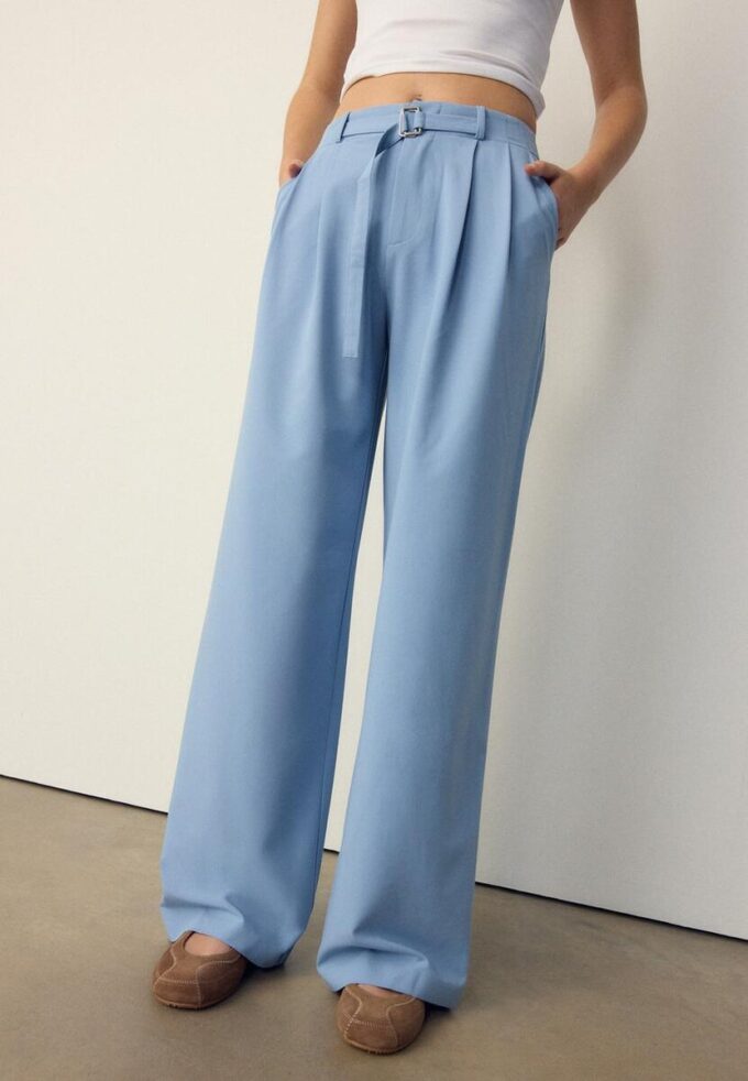 Wide-Leg Trousers with Buckle Detail Wide-Leg Trousers with Buckle Detail