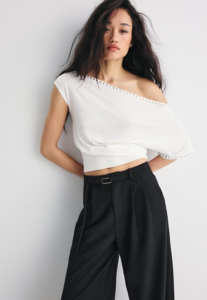 Wide-Leg Trousers with Buckle Detail Wide-Leg Trousers with Buckle Detail