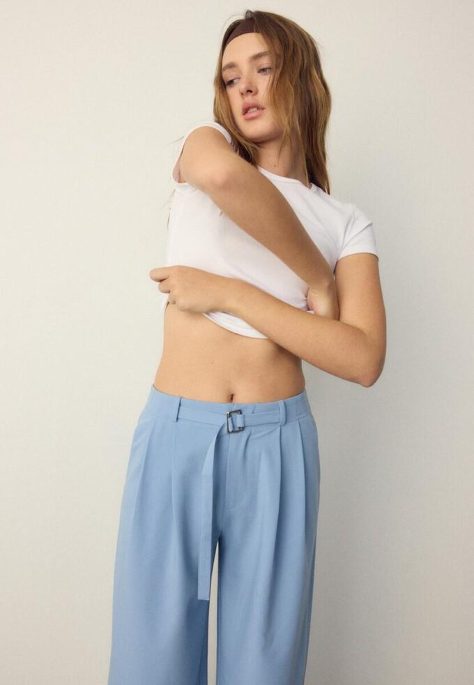 Wide-Leg Trousers with Buckle Detail Wide-Leg Trousers with Buckle Detail