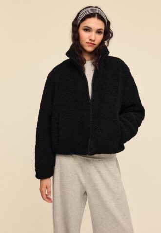 Zip-Up Faux Shearling Lined Jacket Zip-Up Faux Shearling Lined Jacket